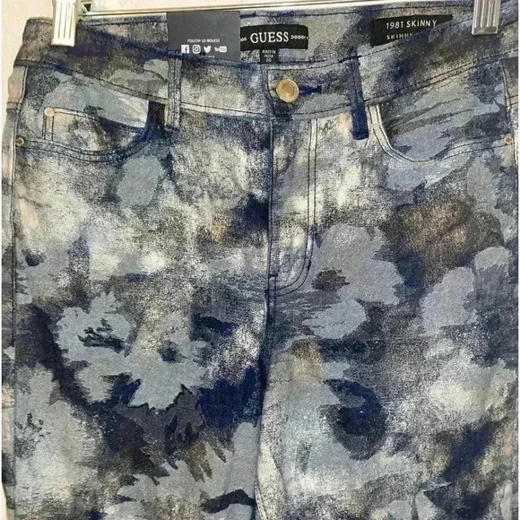 Guess 1981 Metallic Floral Skinny High Trendy Jeans Size 26. 2024 Trend! - Picture 5 of 8
